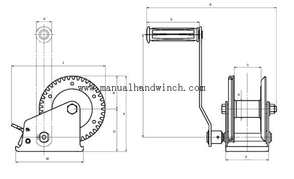 Mini guincho manual marinho de aço do cabo/guincho da manivela para o reboque do barco